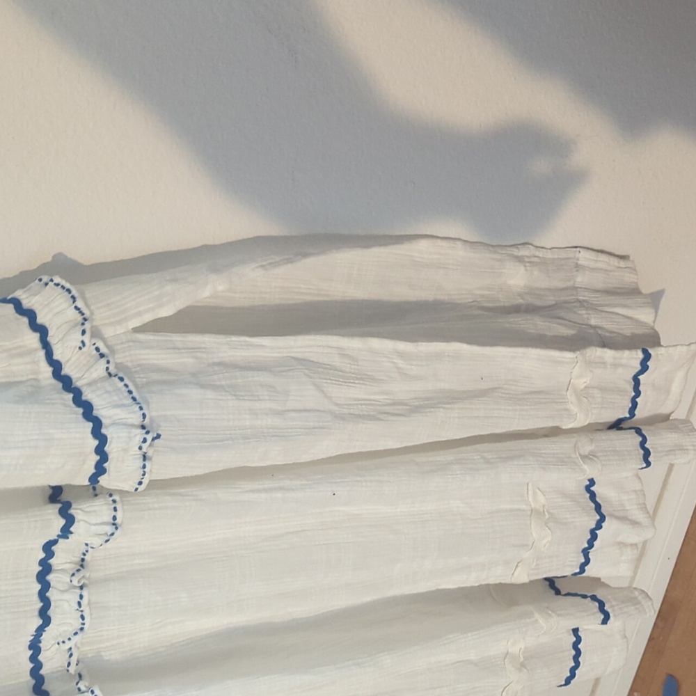 Free People White Maxi Dress with Blue Trim - Picture 6 of 7